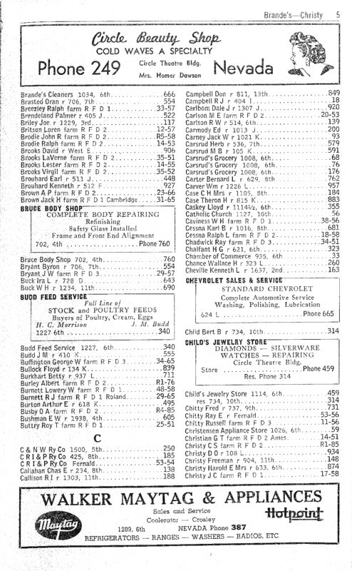 Nevada, Iowa 1948 Phone Directory image 07