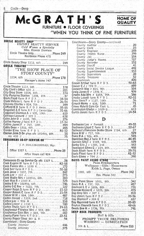 Nevada, Iowa 1948 Phone Directory image 08