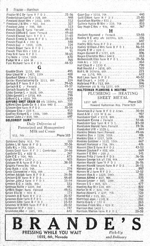 Nevada, Iowa 1948 Phone Directory image 10