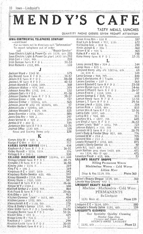 Nevada, Iowa 1948 Phone Directory image 12