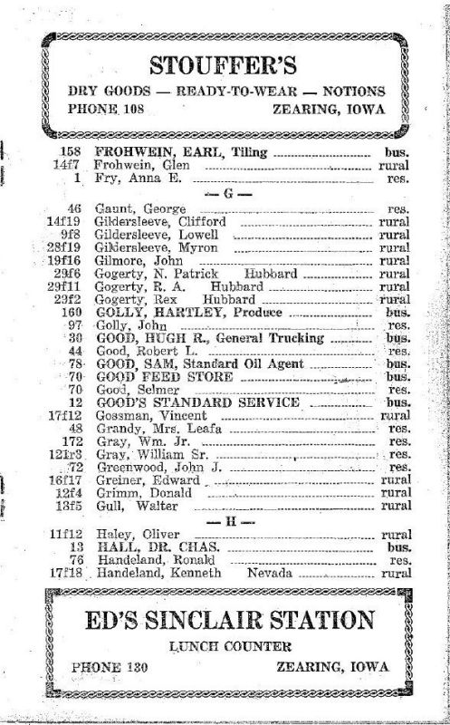 Zearing, Iowa 1953 Phone Directory image 14