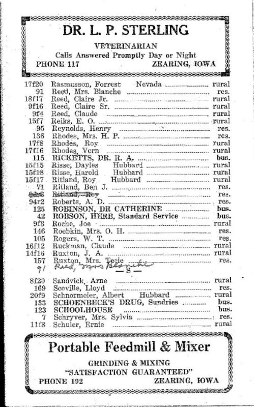 Zearing, Iowa 1953 Phone Directory image 19