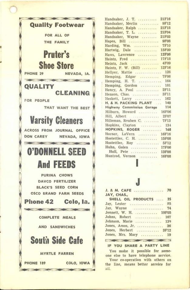 Colo Telephone Company 1956 Directory image 07