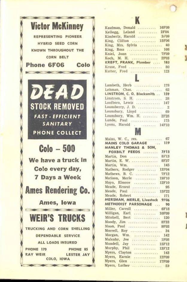 Colo Telephone Company 1956 Directory image 08